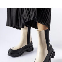 Beżowo-czarne wsuwane botki Faisal – Solea