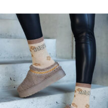 Brązowe śniegowce na platformie z niską cholewką i haftowanym wzorem Greene – Solea