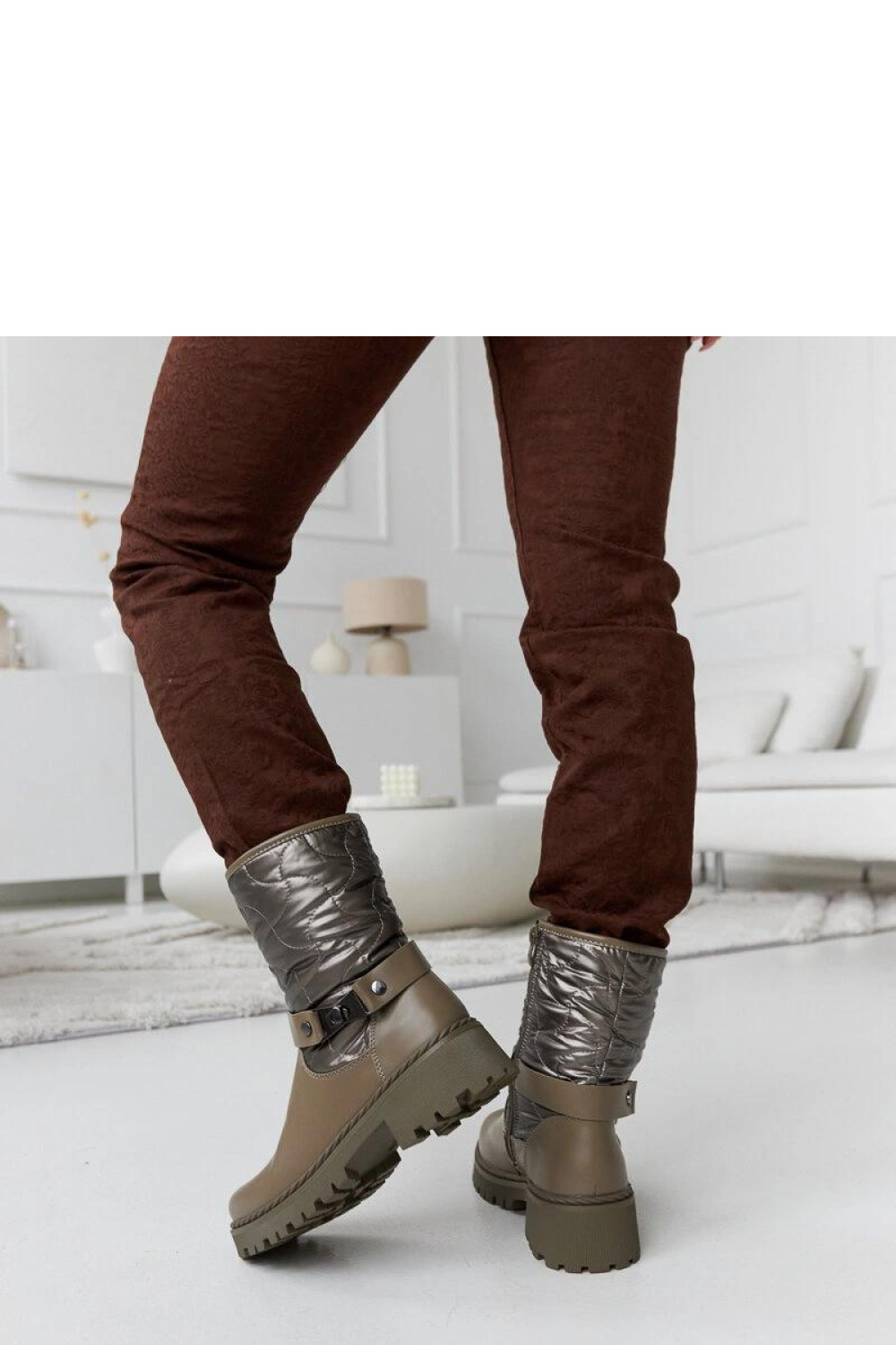 Zielone ocieplane botki z ozdobnym paskiem Lido - Solea - obrazek 4