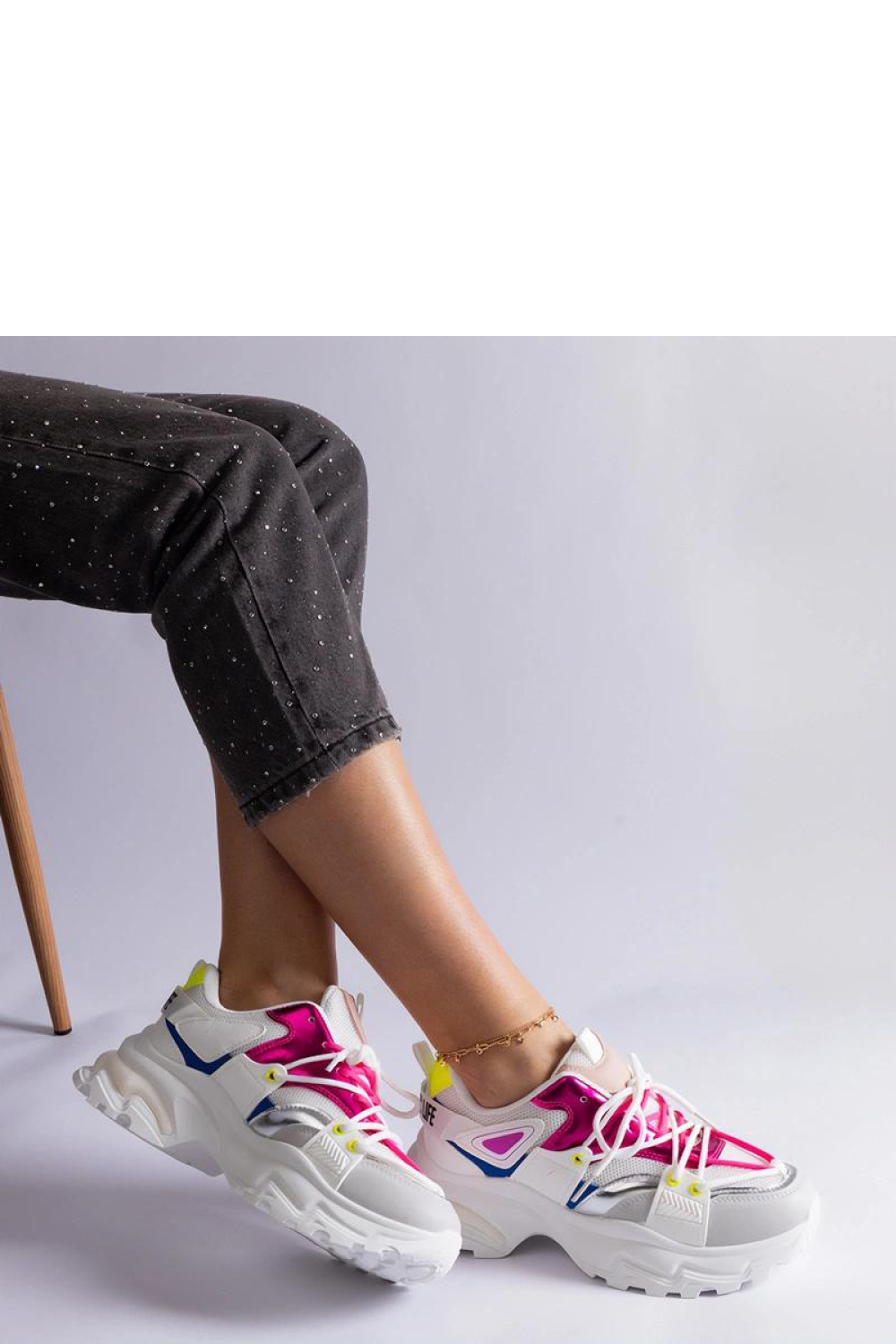 Biało-rózowe sneakersy sportowe Sulamita - Solea - obrazek 3