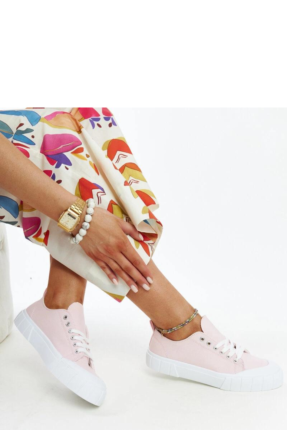 Różowe materiałowe trampki Eduarda - Solea - obrazek 2