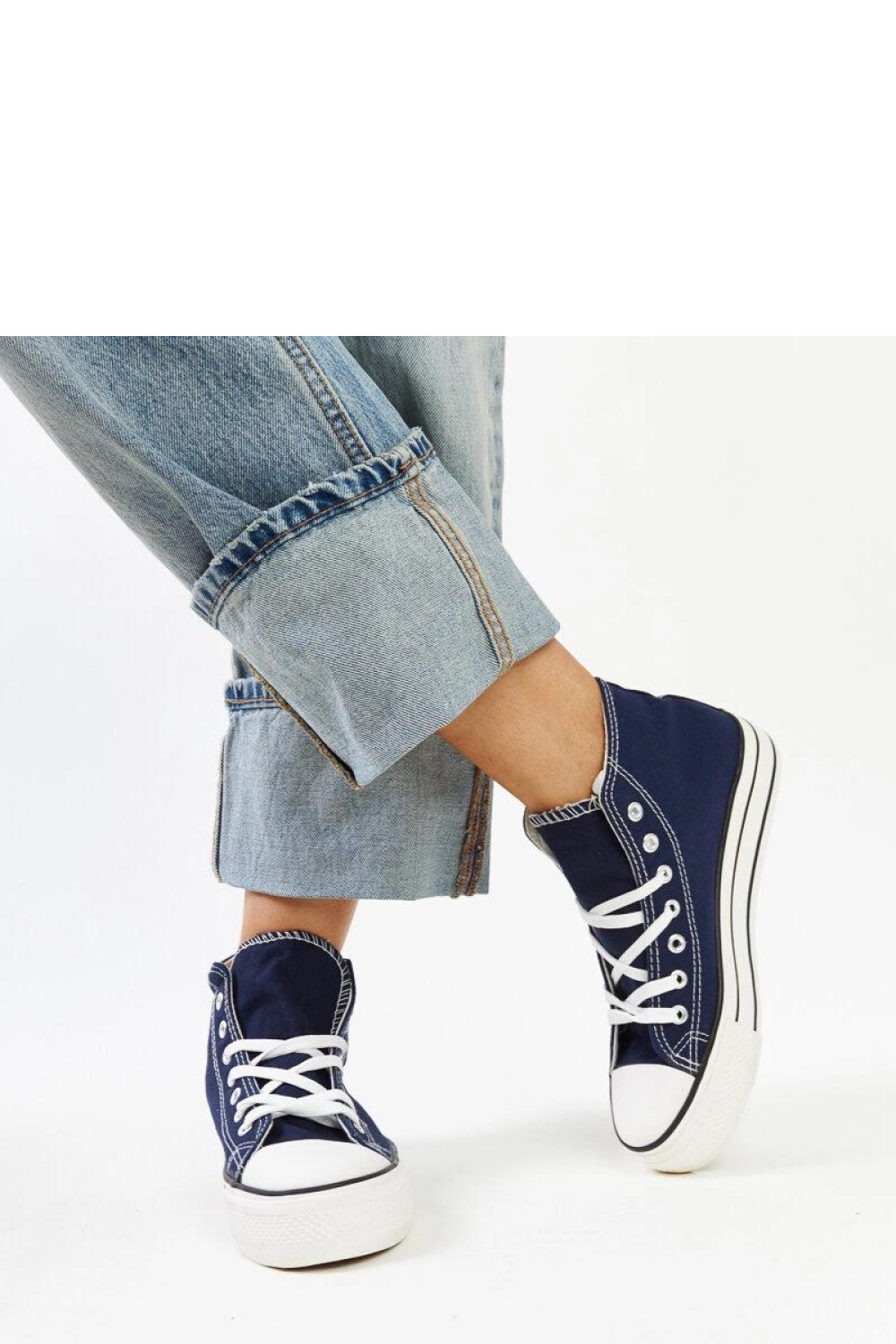 Granatowe wysokie trampki na grubej podeszwie Bagy - Solea - obrazek 3