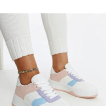 Biało-różowe sneakersy na grubszej podeszwie Rafida – Solea