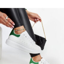 Biało-zielone sneakersy eko-skórzane Fatimah – Solea