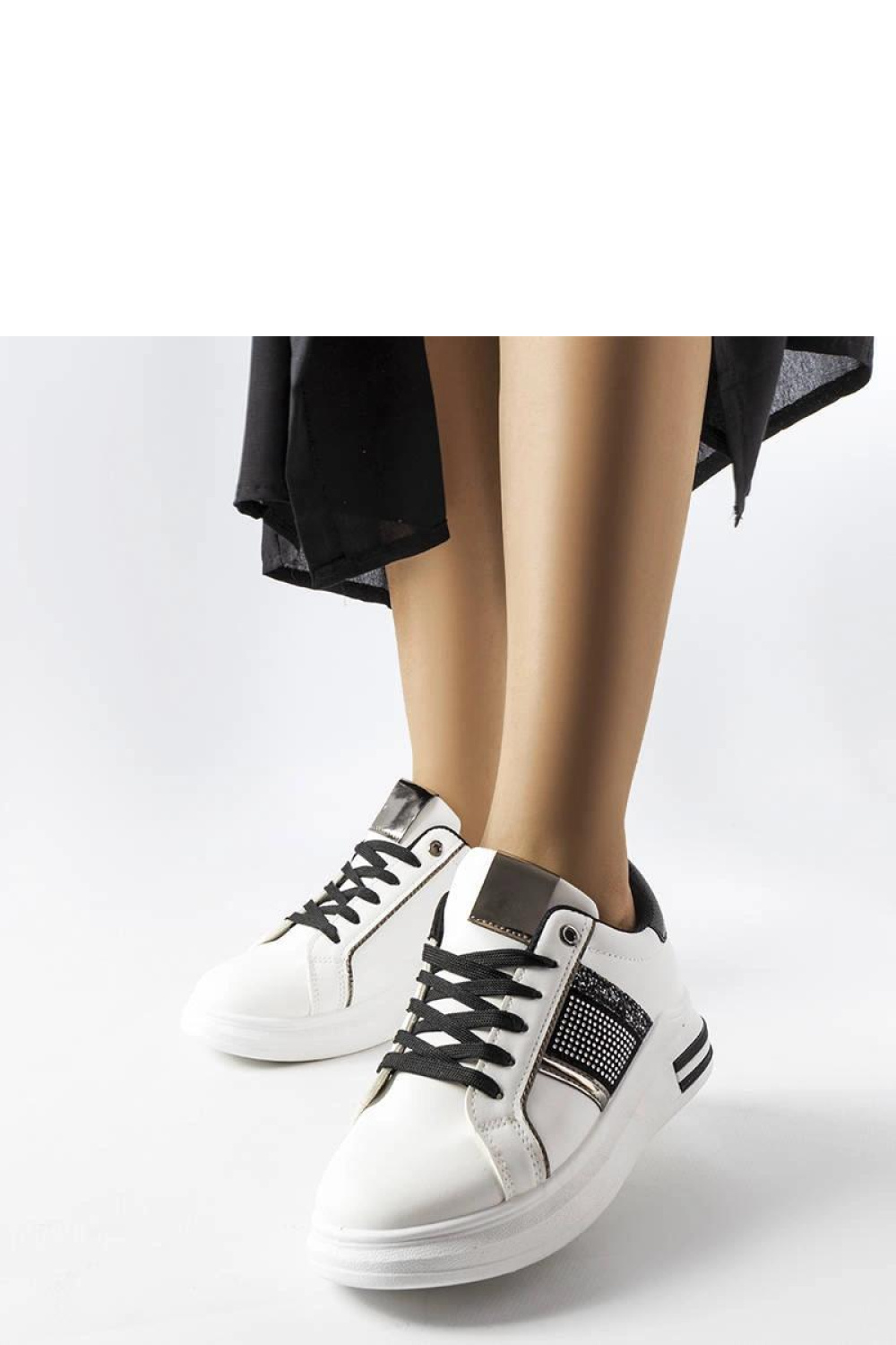 Biało-czarne sneakersy z cyrkoniami Xarles - Solea