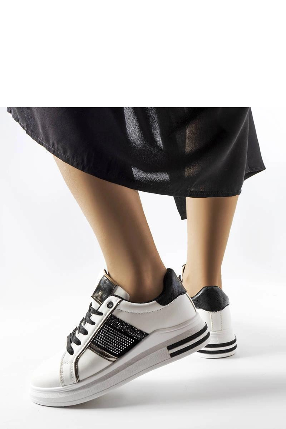 Biało-czarne sneakersy z cyrkoniami Xarles - Solea - obrazek 3