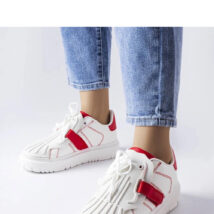 Biało-czerwone sneakersy na platformie Binet – Solea