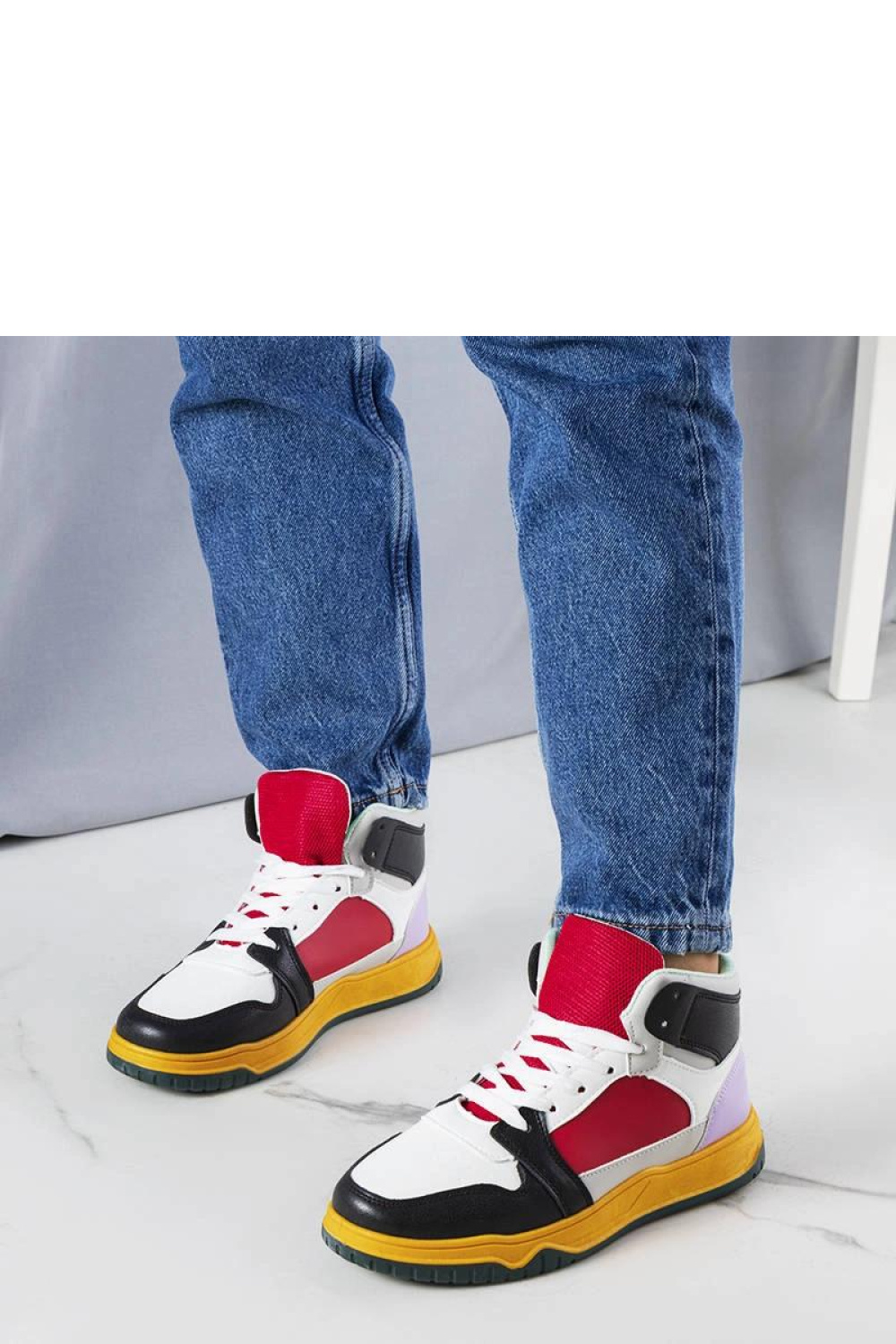 Czarno-czerwone sneakersy za kostkę Elizabeth - Solea - obrazek 2