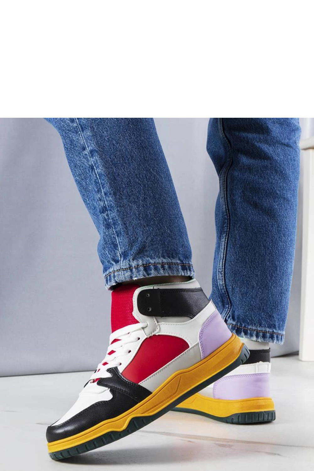 Czarno-czerwone sneakersy za kostkę Elizabeth - Solea - obrazek 3