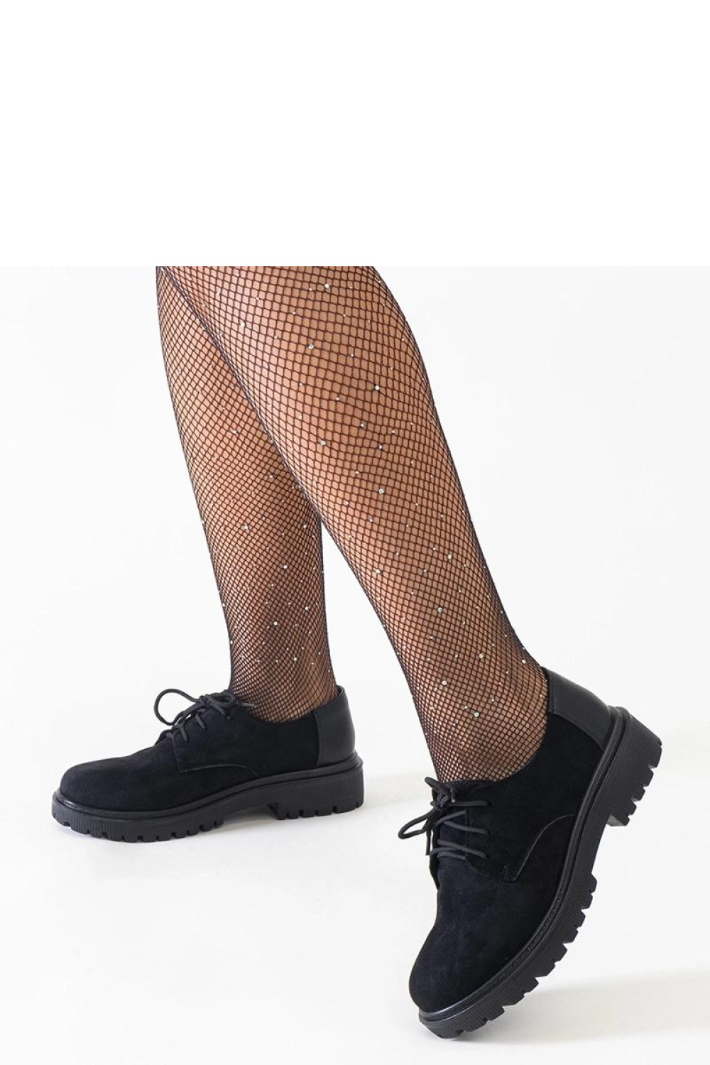 Czarne casualowe sznurowane półbuty z eko-zamszu Kalila - Solea - obrazek 2