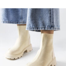 Beżowe skarpetkowe botki Lonte – Solea