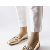 Złote mokasyny z cyrkoniami Marechal – Solea