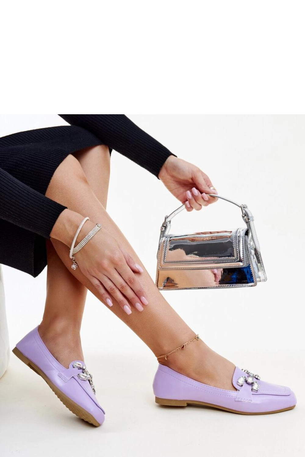 Fioletowe mokasyny z cyrkonową klamerką Mali - Solea - obrazek 2