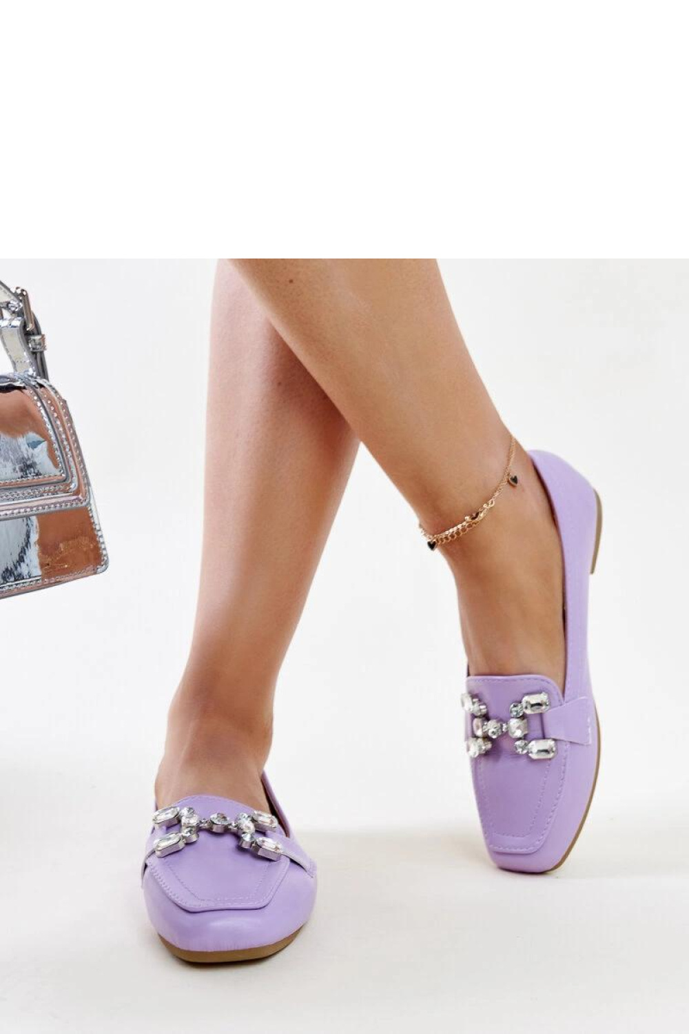 Fioletowe mokasyny z cyrkonową klamerką Mali - Solea - obrazek 4