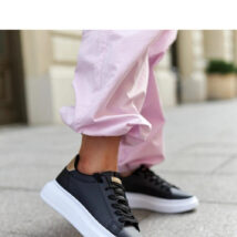 Czarne sneakersy na grubej podeszwie Ivalu – Solea