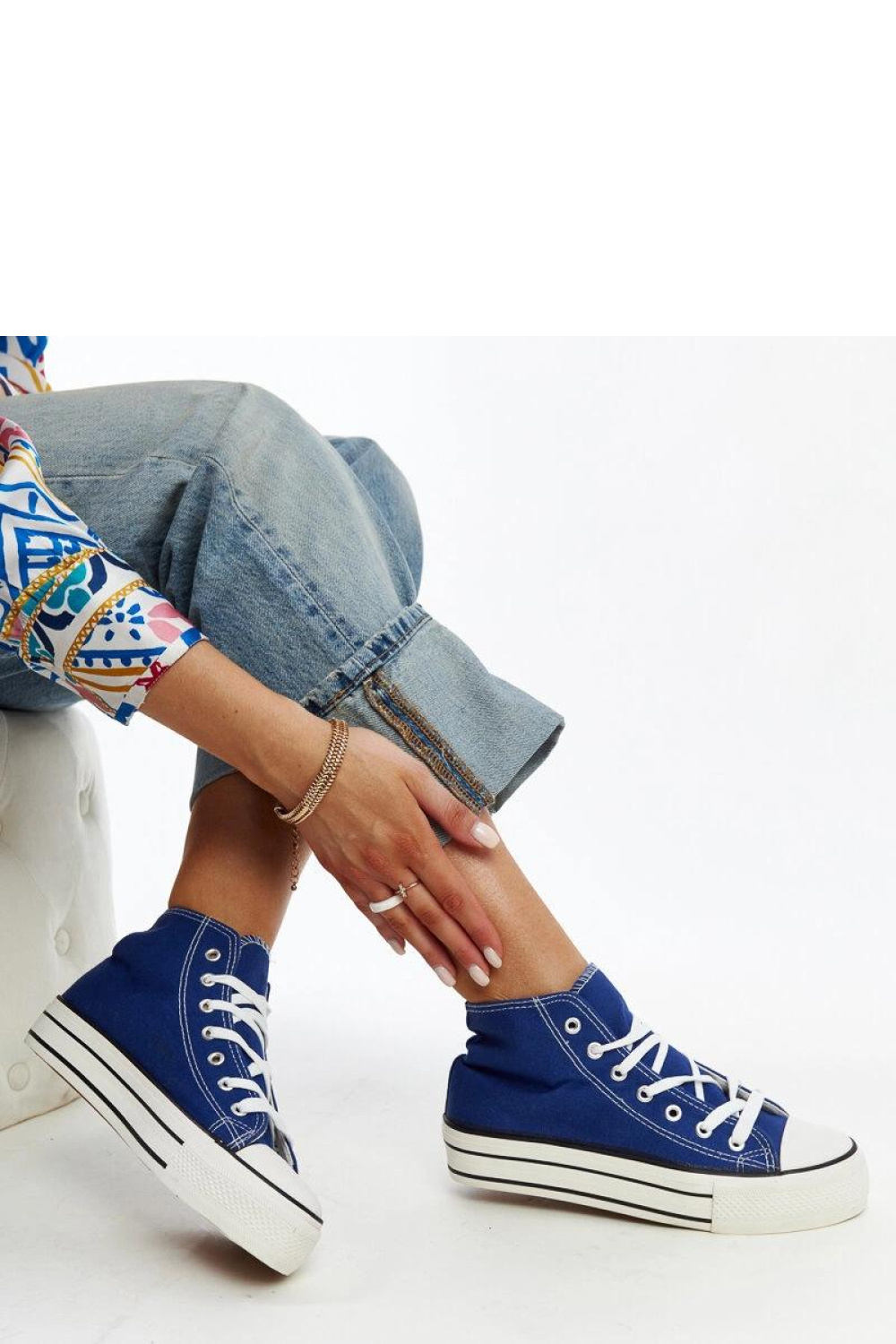 Niebieskie wysokie trampki na grubej podeszwie Bagy - Solea - obrazek 2