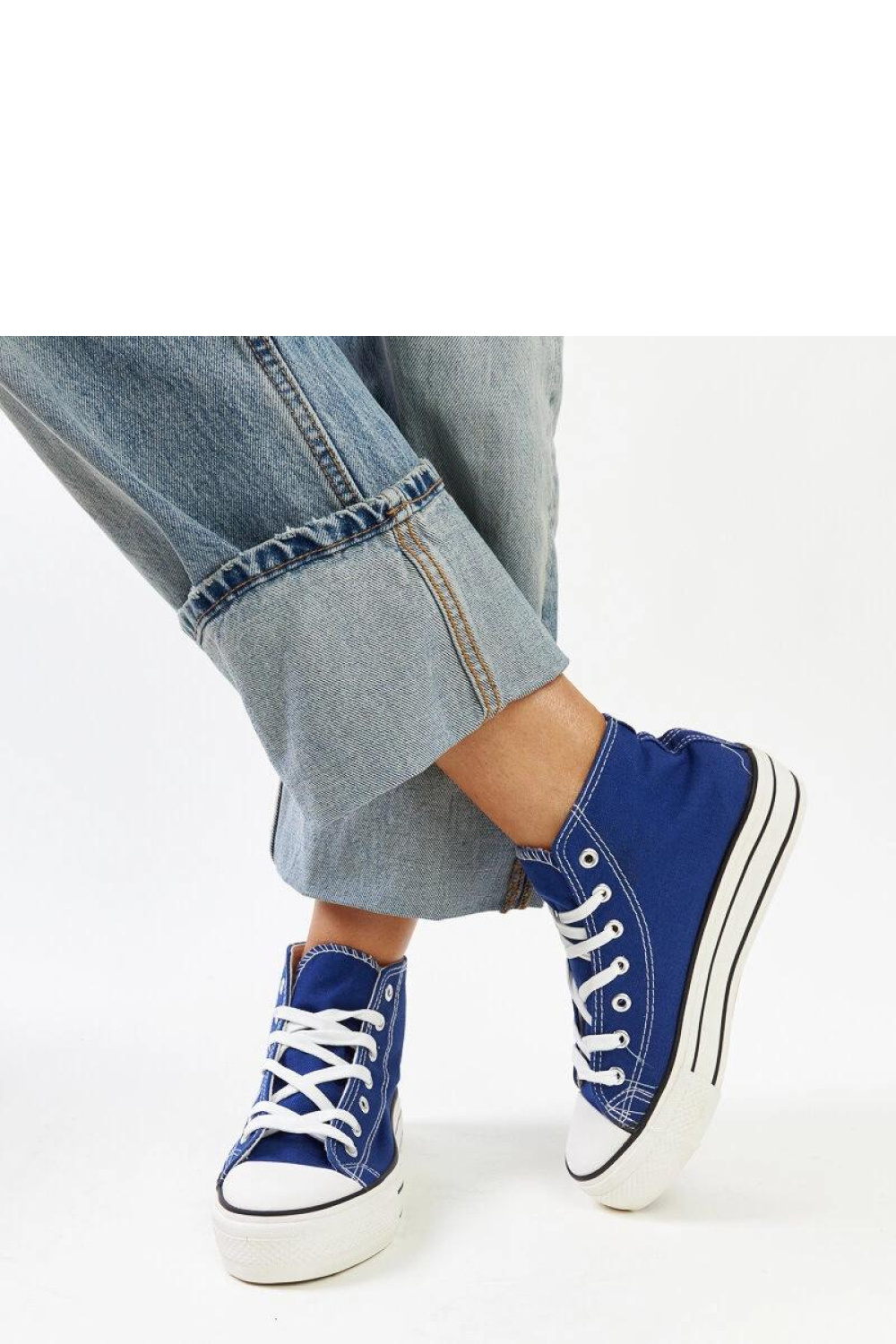 Niebieskie wysokie trampki na grubej podeszwie Bagy - Solea - obrazek 3