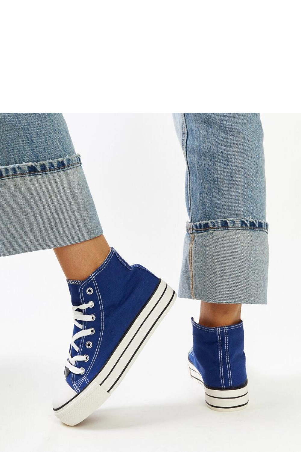 Niebieskie wysokie trampki na grubej podeszwie Bagy - Solea - obrazek 4