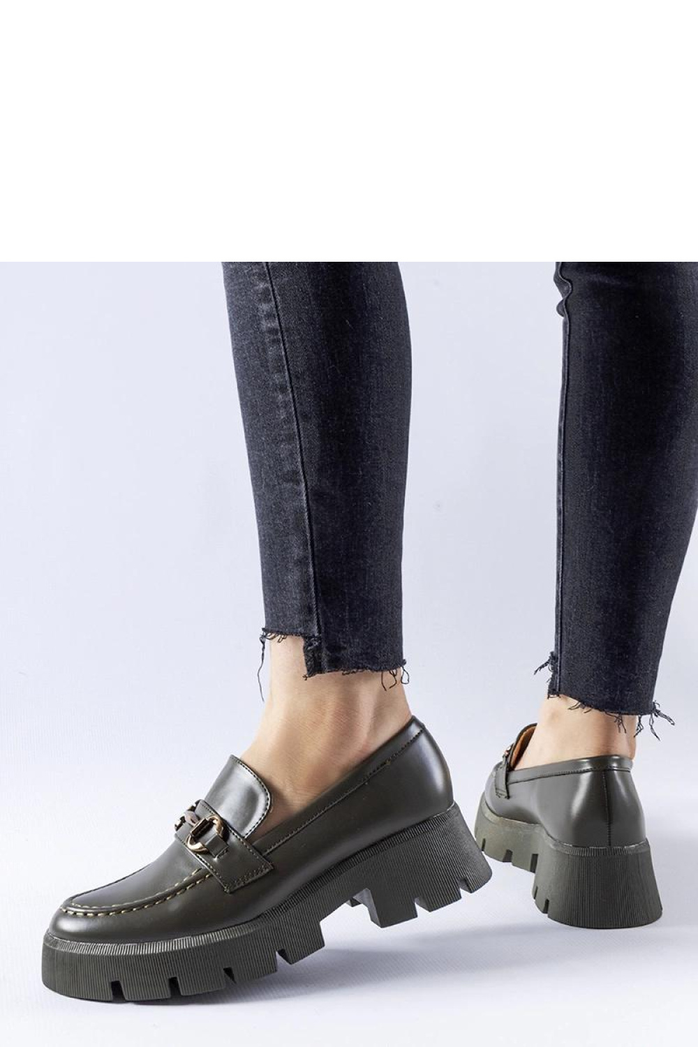 Zielone mokasyny z klamerką Cerzeto - Solea - obrazek 2