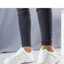 Białe sneakersy z zielonymi wstawkami Nettie – Solea