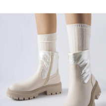 Beżowe botki z ozdobną cholewką Garrett – Solea