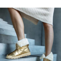 Złote ocieplane śniegowce z kołnierzem Edidda – Solea