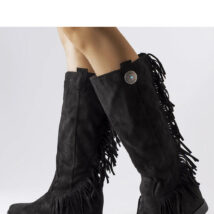 Czarne kozaki na krytej koturnie Lecore – Solea