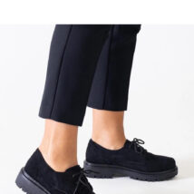 Czarne casualowe sznurowane półbuty z eko-zamszu Eduardana – Solea