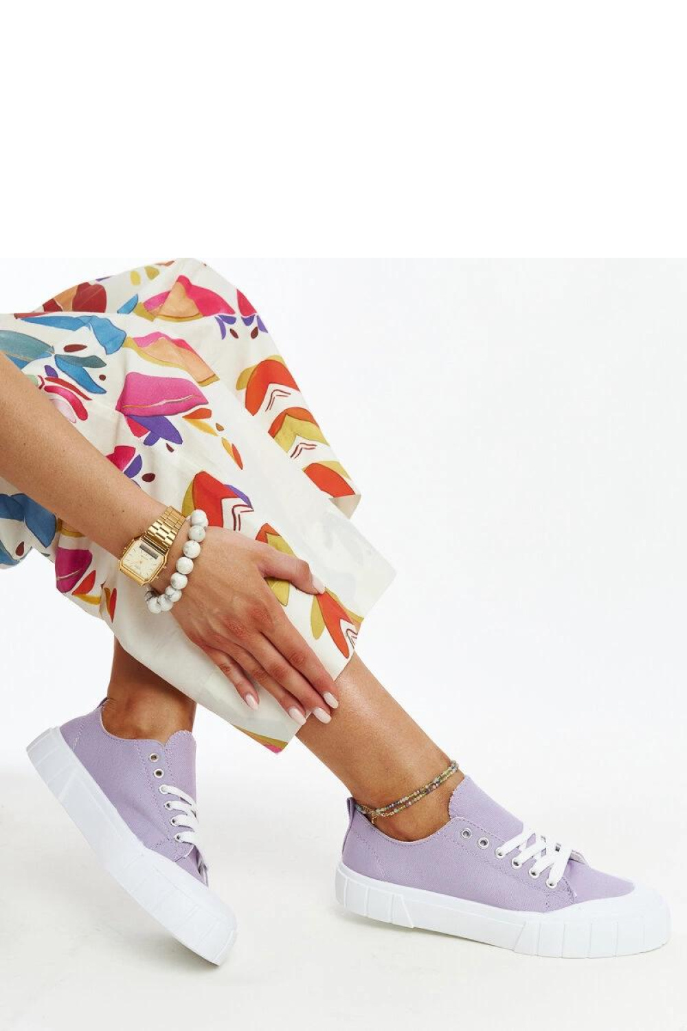 Fioletowe materiałowe trampki Eduarda - Solea - obrazek 3