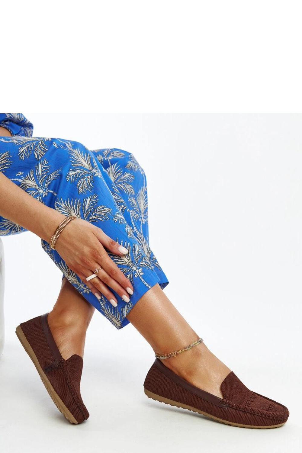 Brązowe materiałowe mokasyny Fiammetta - Solea - obrazek 3