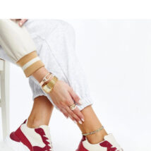 Beżowo-czerwone sneakersy na platformie Nereida – Solea