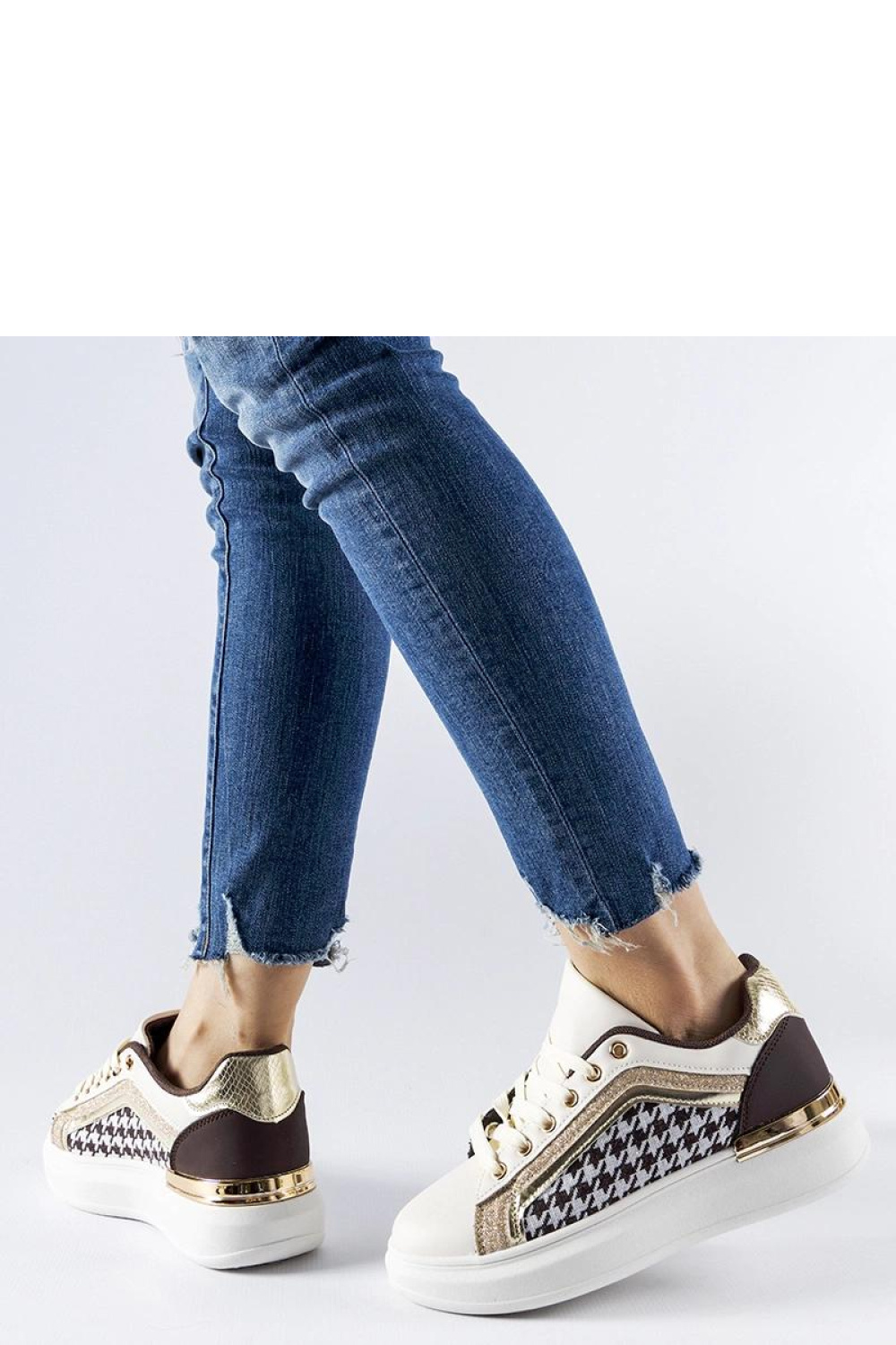 Brązowo-beżowe sneakersy z brokatem Briercliff - Solea - obrazek 2