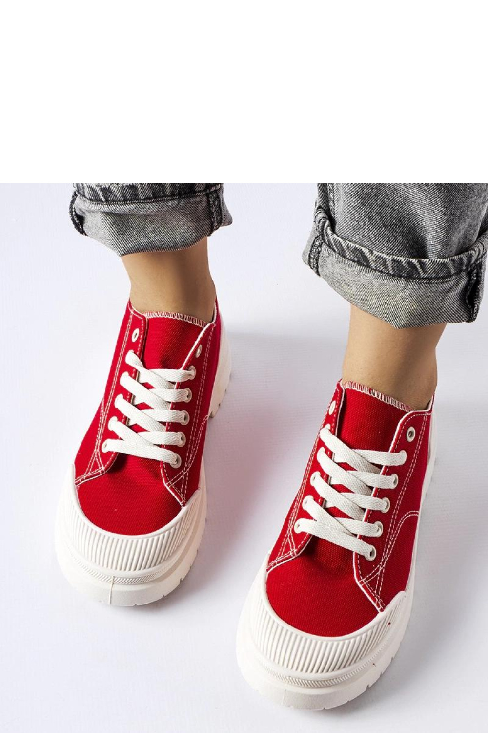 Czerwone materiałowe trampki Nassar - Solea - obrazek 2