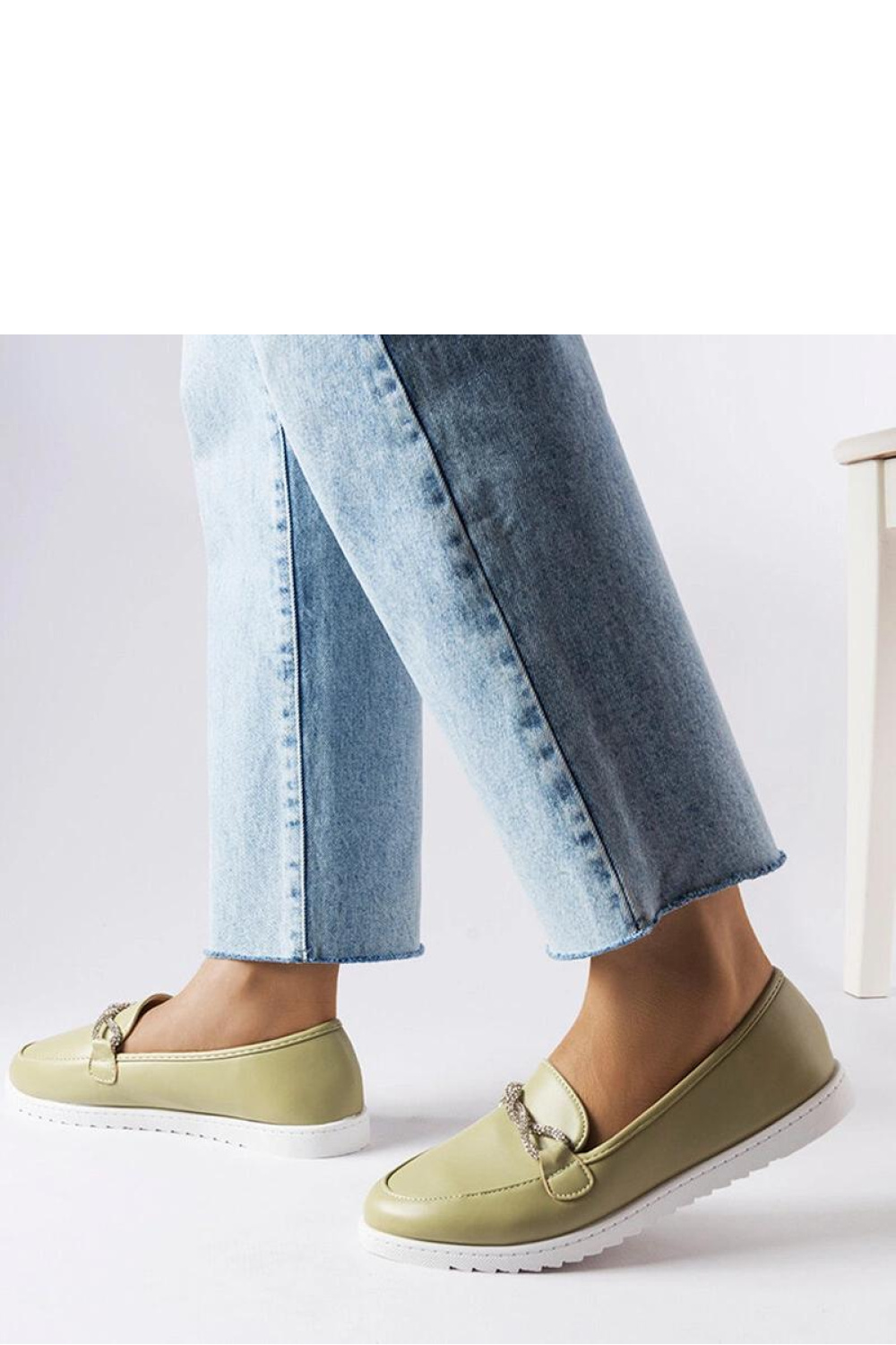 Zielone mokasyny z cyrkoniami Paola - Solea - obrazek 3