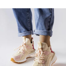 Beżowo-różowe materiałowe sneakersy Begins – Solea