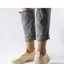 Beżowe materiałowe buty sportowe damskie Aaron – Solea