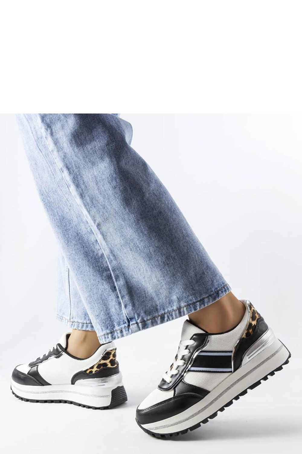 Czarne sneakersy z brokatowymi wstawlami Lang - Solea - obrazek 2