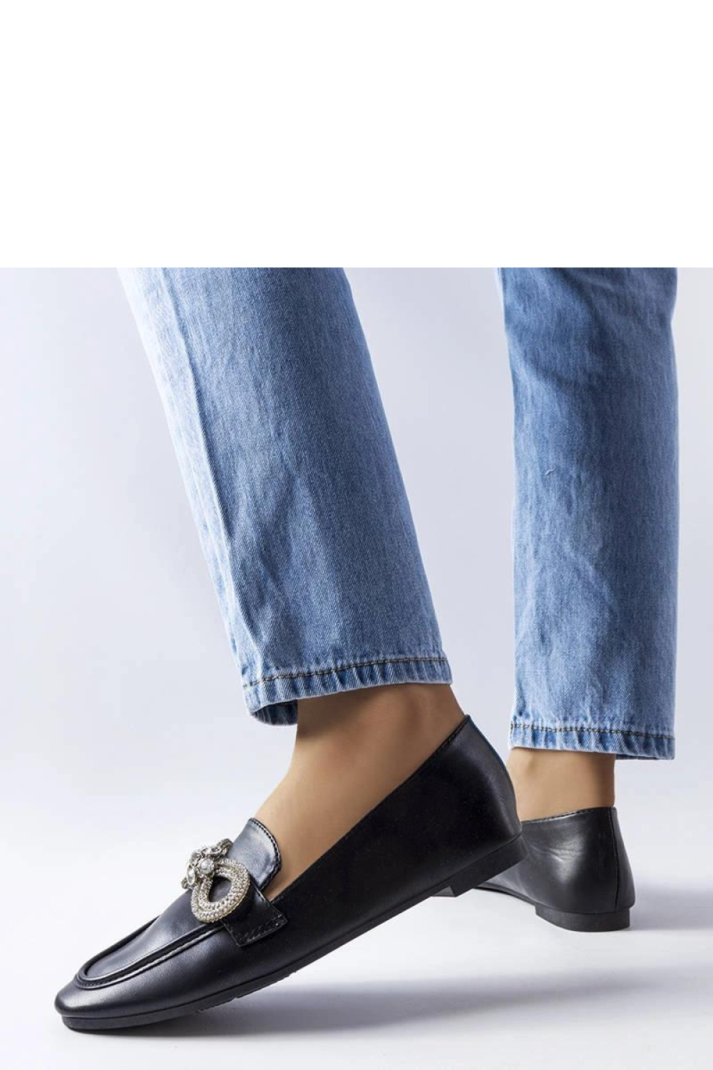 Czarne mokasyny z cyrkoniami Quirion - Solea - obrazek 2