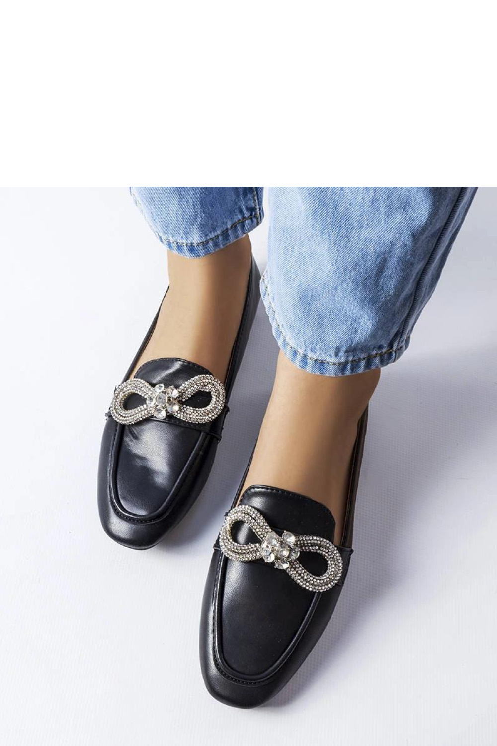 Czarne mokasyny z cyrkoniami Quirion - Solea - obrazek 3