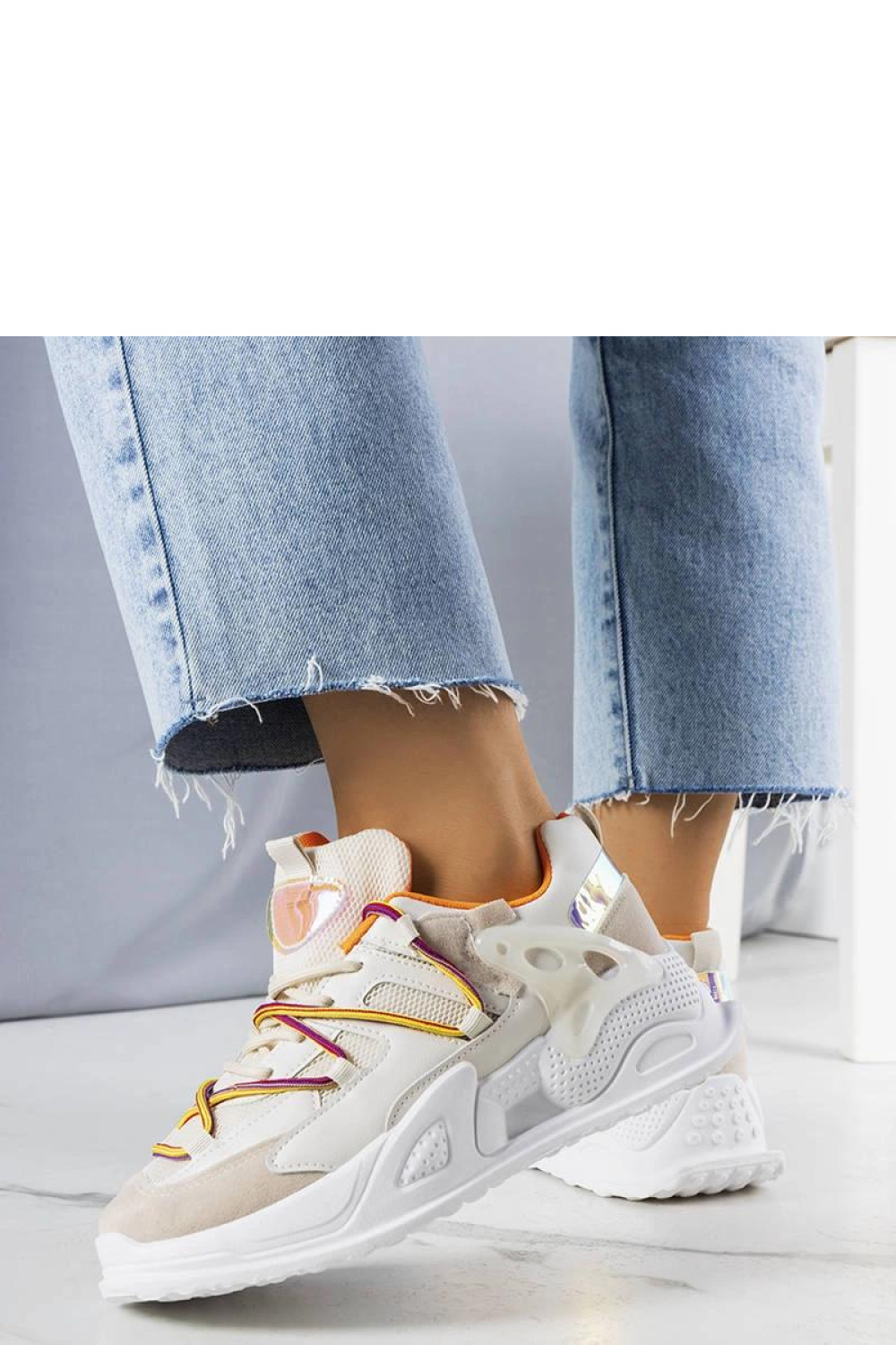 Beżowe sneakersy z łączonych materiałów Traci - Solea - obrazek 3