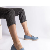 Niebieskie mokasyny damskie z eko zamszu Sandoval – Solea