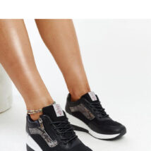 Czarne sneakersy damskie na koturnie CROSS JEANS – Solea