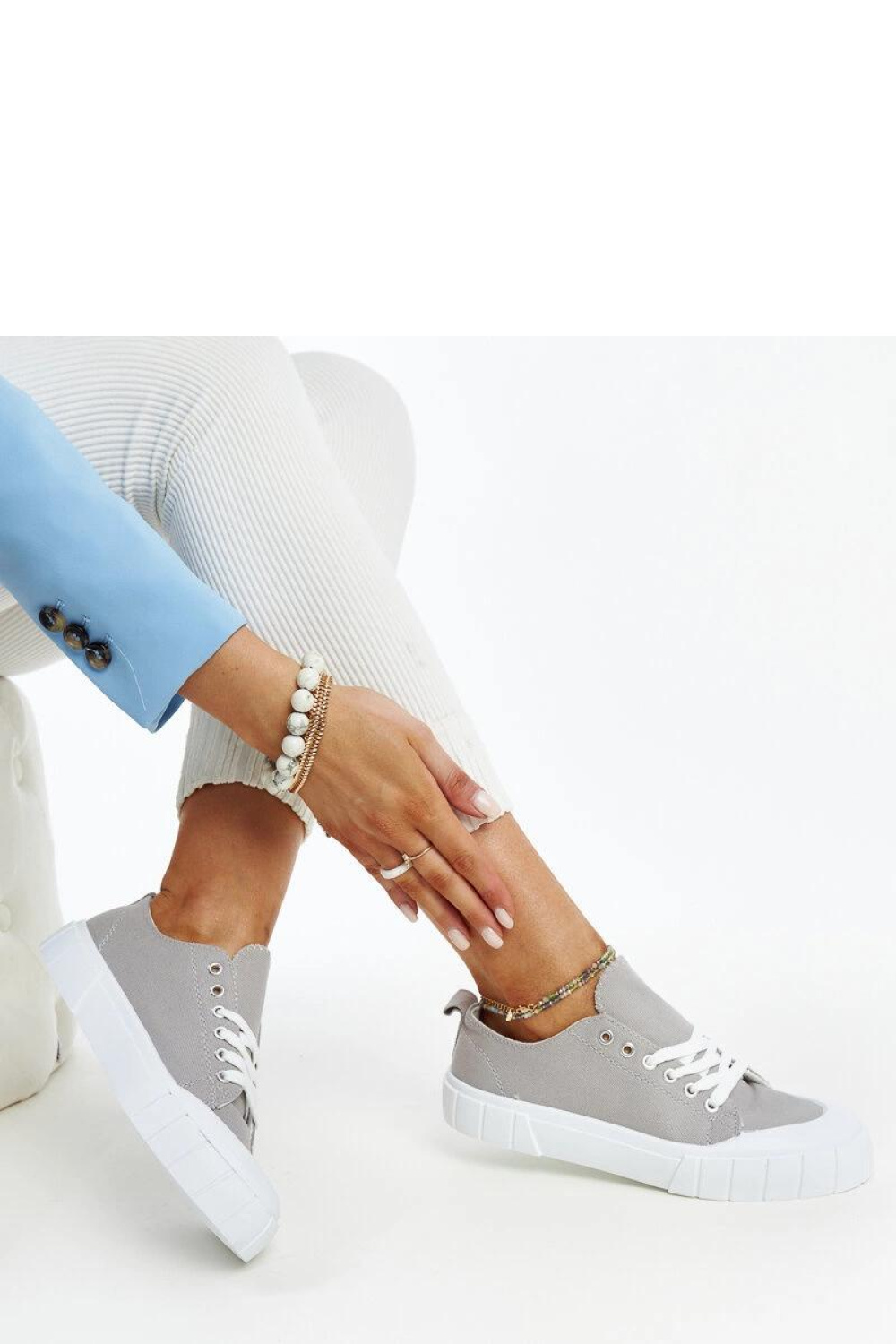 Szare materiałowe trampki Eduarda - Solea - obrazek 2