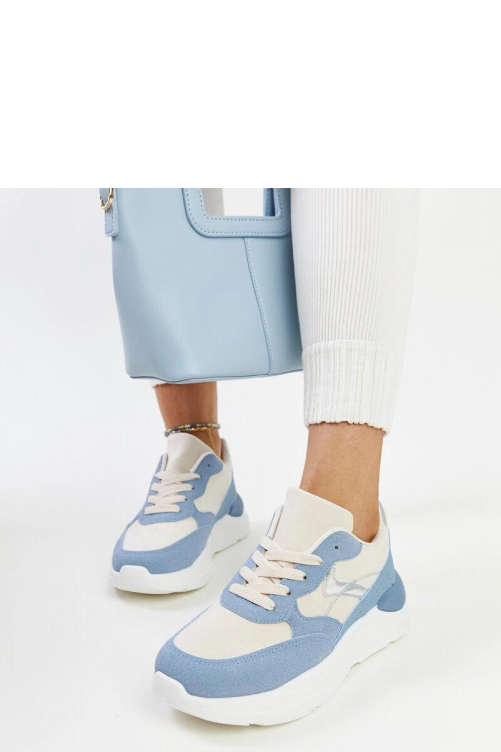 Beżowo-niebieskie sneakersy na platformie Nereida - Solea - obrazek 3