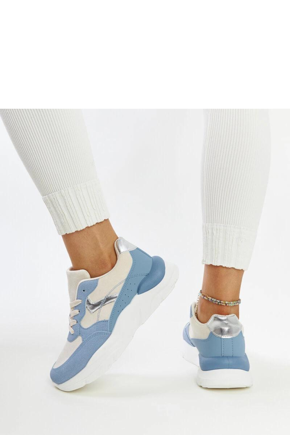 Beżowo-niebieskie sneakersy na platformie Nereida - Solea - obrazek 4