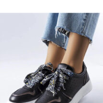 Czarne sneakersy wiązane wstążką Pryor – Solea