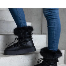 Czarne ocieplane śniegowce z futerkiem Arilla – Solea