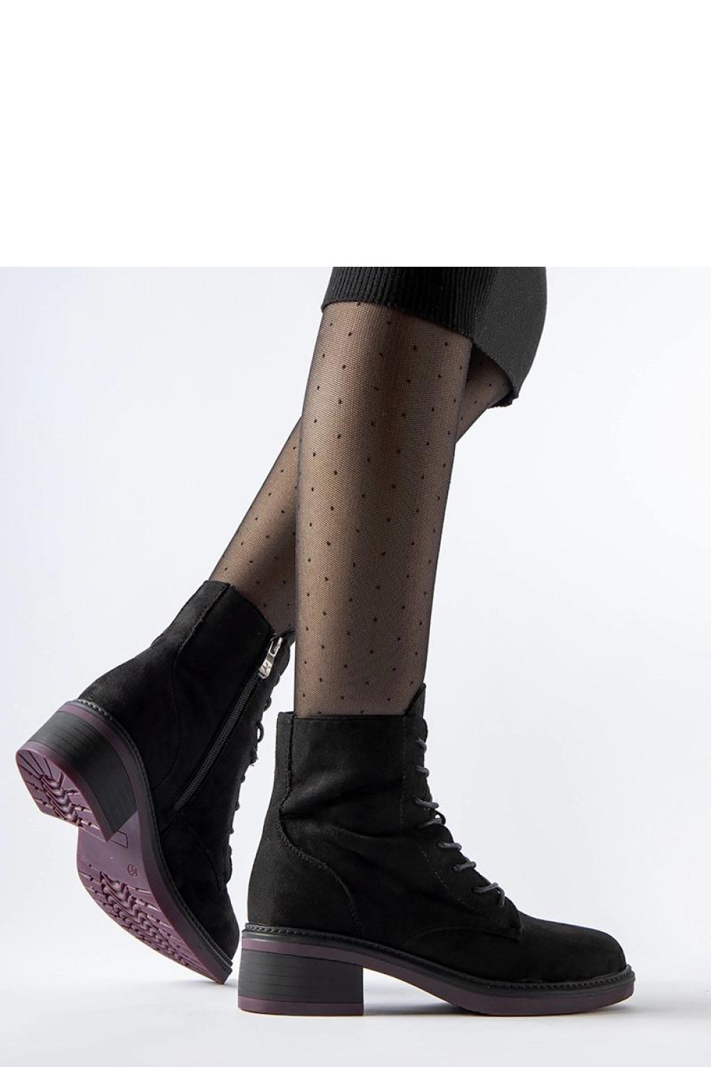 Czarne klasyczne botki z fioletową podeszwą Teo - Solea - obrazek 3