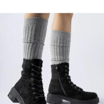 Czarne lekko ocieplane botki eko-zamsz Cunha – Solea