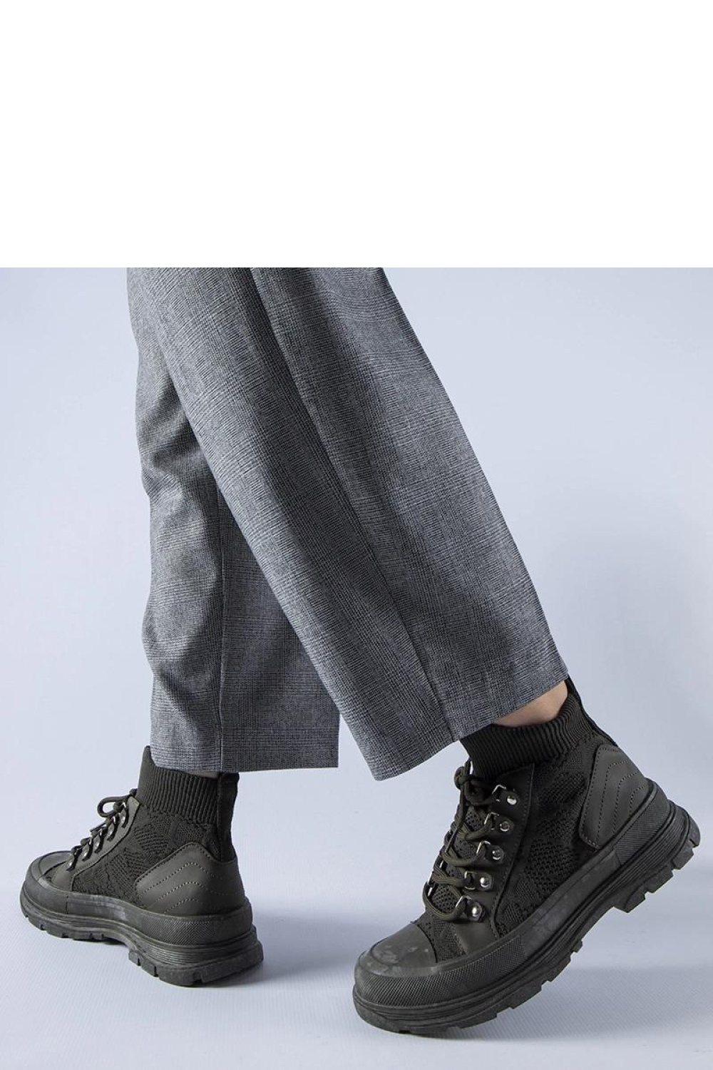 Zielone wysokie materiałowe trampki Casalma - Solea - obrazek 2